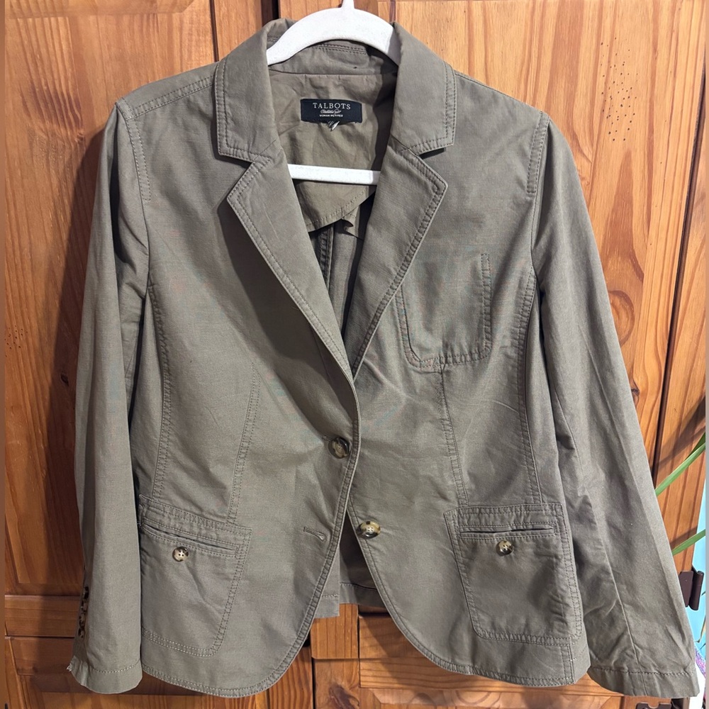 Talbots Olive Green Cotton Blazer